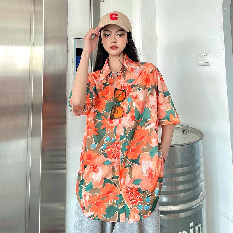 Women's Blouses Summer Thin Short-sleeved Casual Loose Floral Shirt Women