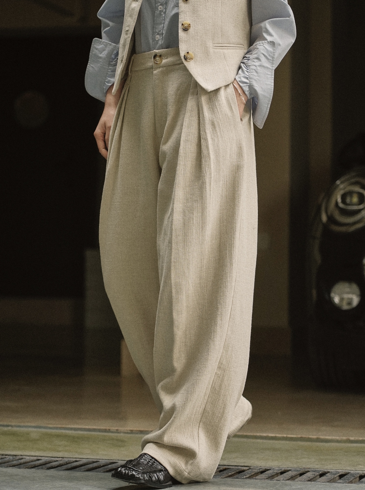 Women's Pants Capris Spring women's casual solid color high waist loose wide leg pants 230421 Z260314