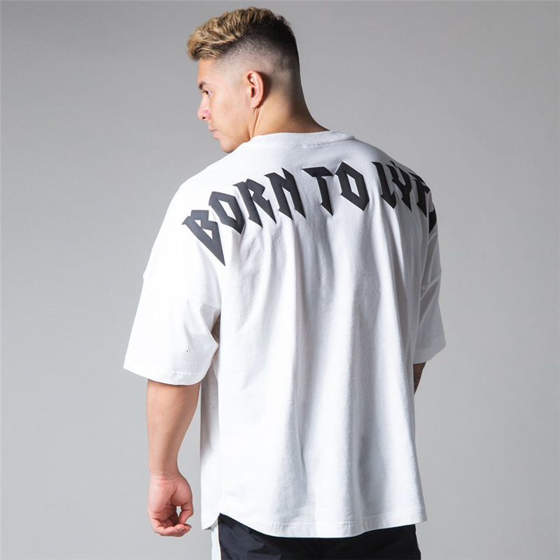 Mens TShirts Cotton Black Short Sleeve Gym Fitness Oversized TShirt Summer Fashion Loose Casual Shirt Sports 230420