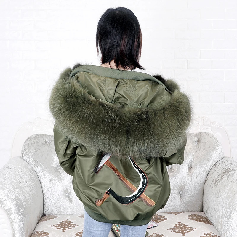 Women's Down Parkas MAOMAOKONG Loose embroidery real raccoon fur lining winter women's jacket collar coat parkas 231120
