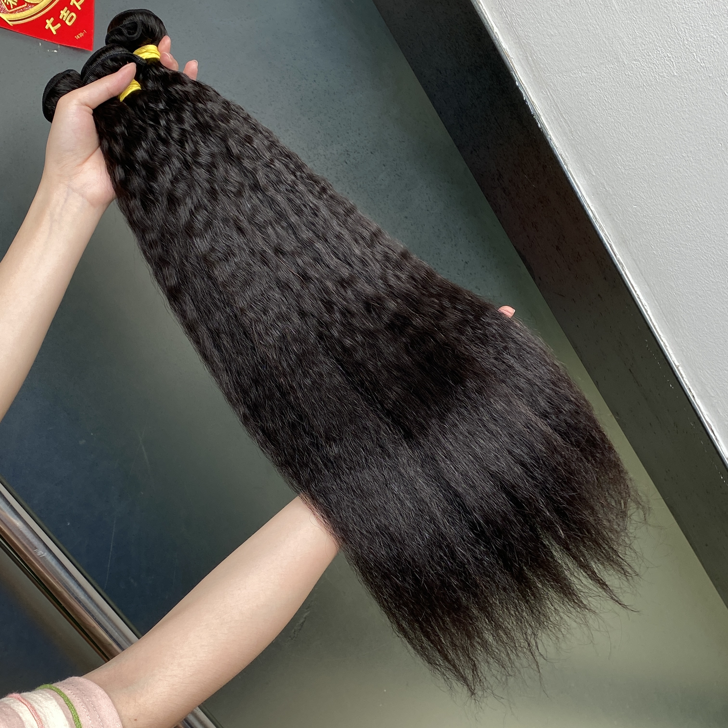 Glamorous Brazilian Human Hair Kinky Straight 3 Pieces Virgin Indian Malaysian Mongolian Hair Wefts Light Yaki Hair Weave for black women
