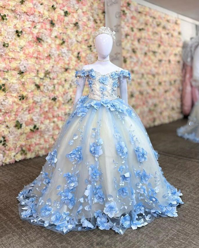 Shoulder Mini Off Quinceanera Dresses For Girls D Floral Applique Little Princess Wedding Party Flower Girl Dress