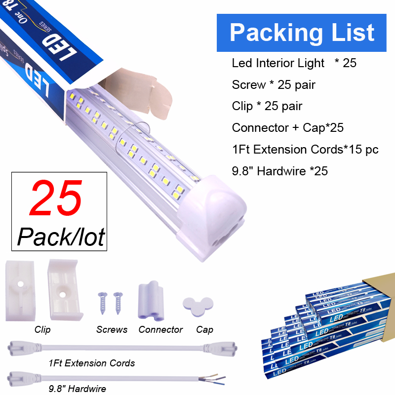 12V 24V 36V 5Ft LED Tubes Interior Light Bar 5Ft 150CM 60 Inches 25W 240LEDs 5000LM Led Strip Lights for Enclosed Cargo Trailer, Car RV Van Truck Lorr