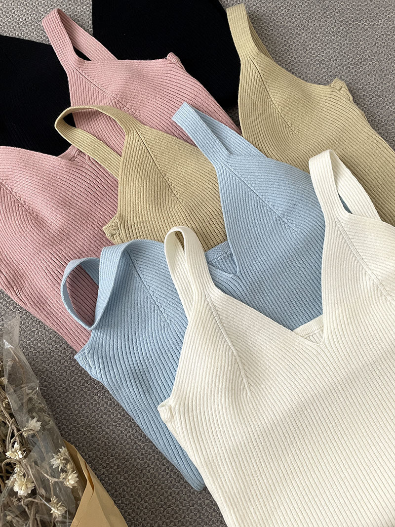 Camisoles Tanks Women's Slim-Fit Camisole WomenThin Strap Tank Women's Casual V Neck Sleeveless Ribbed Knit Cami Crop Top 230421