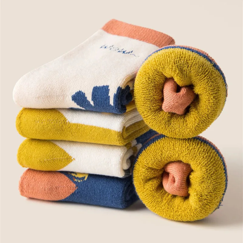 Kids Socks 5 Pair Winter Children Socks Cotton Girl Boy Baby Fashion Cute Cartoon Thicken Warm Soft For Kids 1-3-5-8-12 Years Student Socks 231121