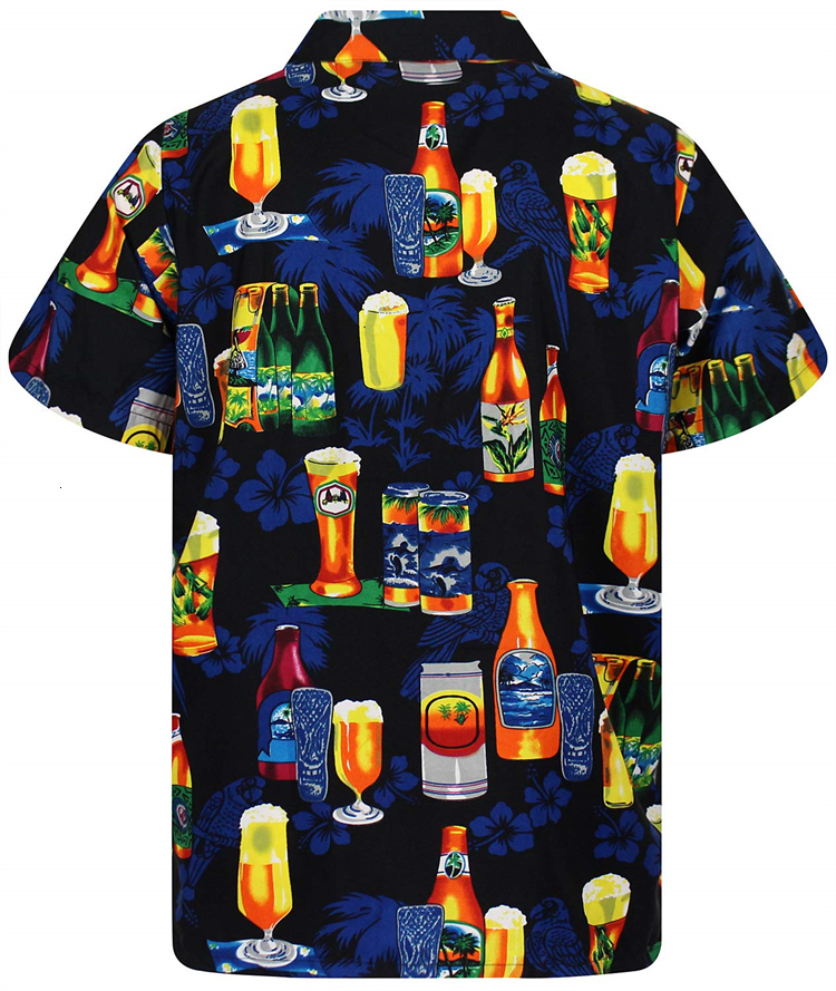 Men's Casual Shirts Hawaiian 3d Print Beer Short-sleeved Cuban Beach Wear Tshirt Top Party Vintage Style For Men Women Clothing 230421