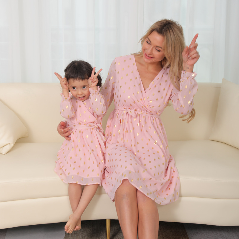 Family Matching Outfits Chiffon Long Floral Dress Female Long Skirt Summer Family Matching Outfits Mother And Daughter Clothes Mommy And MeRobes 23042
