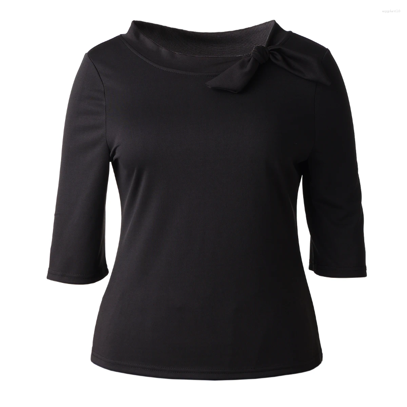 Women's Vintage Polyester Bow Tie Blouse 19S Retro Casual Solid Tops Summer Sleeveless Shirts B3