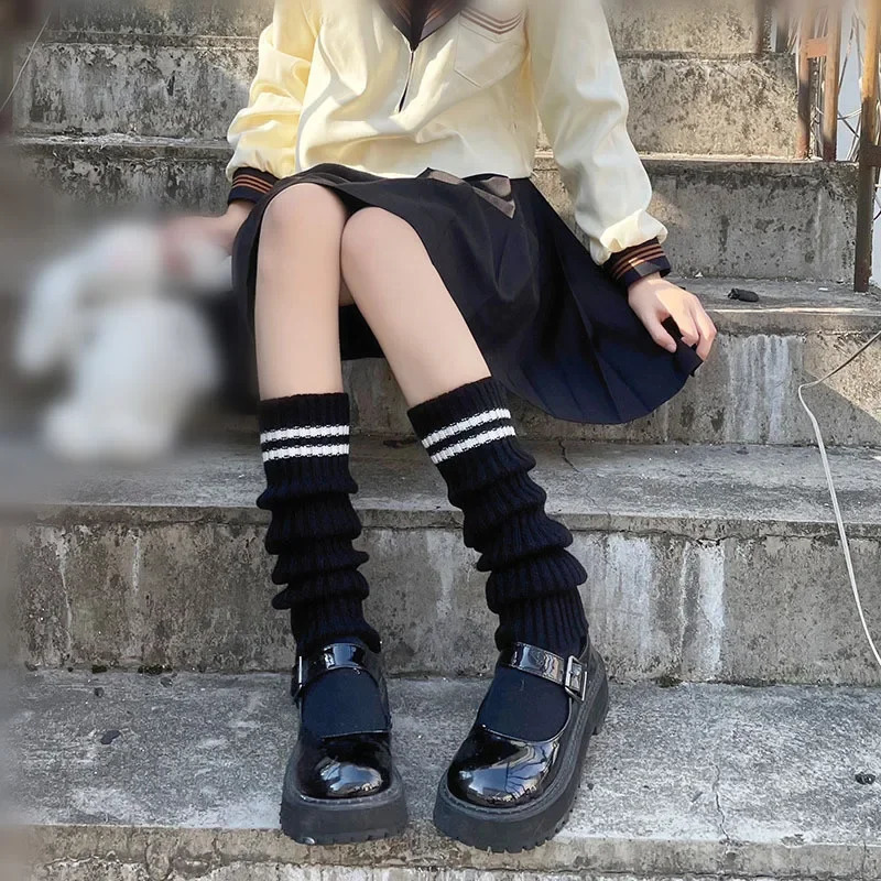 Socks Hosiery College Fashion Womens Striped Leg Warmers Lolita Long Knitted Leggings Japanese Winter Kawaii Arm Ankle 231120