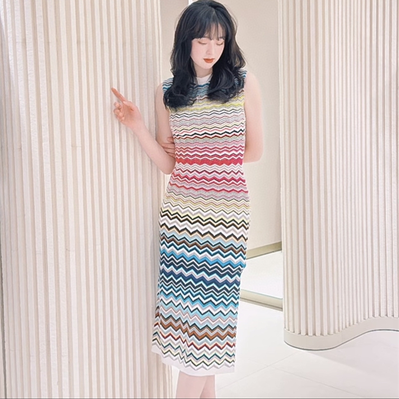 designer dress womens designer clothing dresses for woman Knitted Round Collar Striped Rainbow Color Knee Length Dress Elegant Clothes Summer, Rainbow striped
designer dress womens designer clothing dresses for woman Knitted Round Collar Striped Rainbow Color Knee Length Dress Elegant Clothes Summer, Rainbow striped
