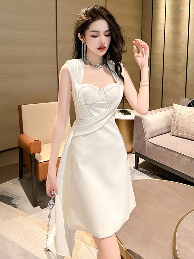 Casual Dresses High Quality Summer Fashion Women Evening Dress Chic Square Collar Slim Mini Party Gown Vacation Mujer Vestidos