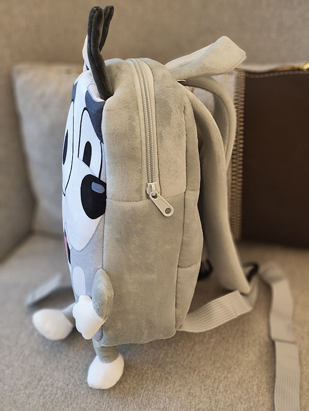 Kawaii Blue Dog Big Eye Plush Backpack Soft Plush Zipper Double Shoulder Bag Kids School Bag Birthday Gift