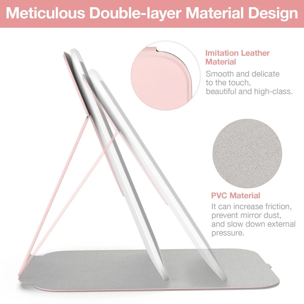 Compact Mirrors Travel Makeup Mirror With LED Light Rechargeable Vanity Mirror Desk Folding Cosmetic Mirror 3 Color LED Mirror Light For Makeup 231120