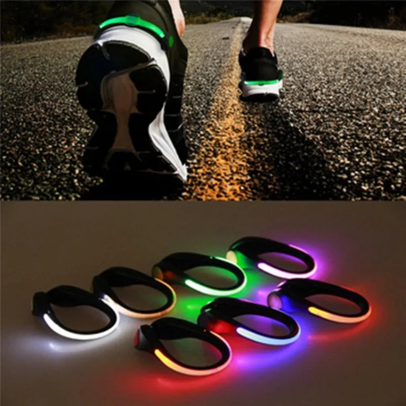 Shoe Parts Accessories Outdoor running light LED illuminated shoe clip Night safety warning bright flashing sports bicycle 231121