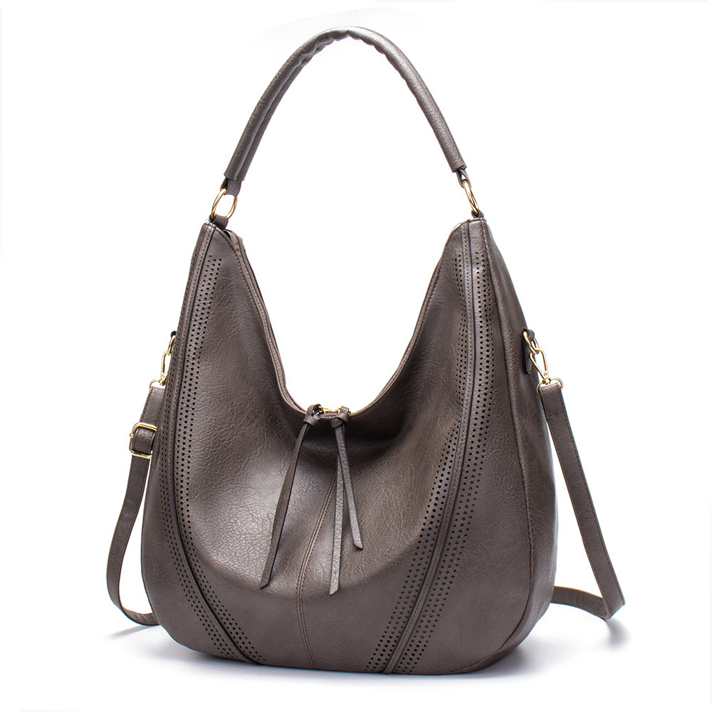 Outdoor women's bag trend shoulder bag tassel solid color large capacity PU handbag