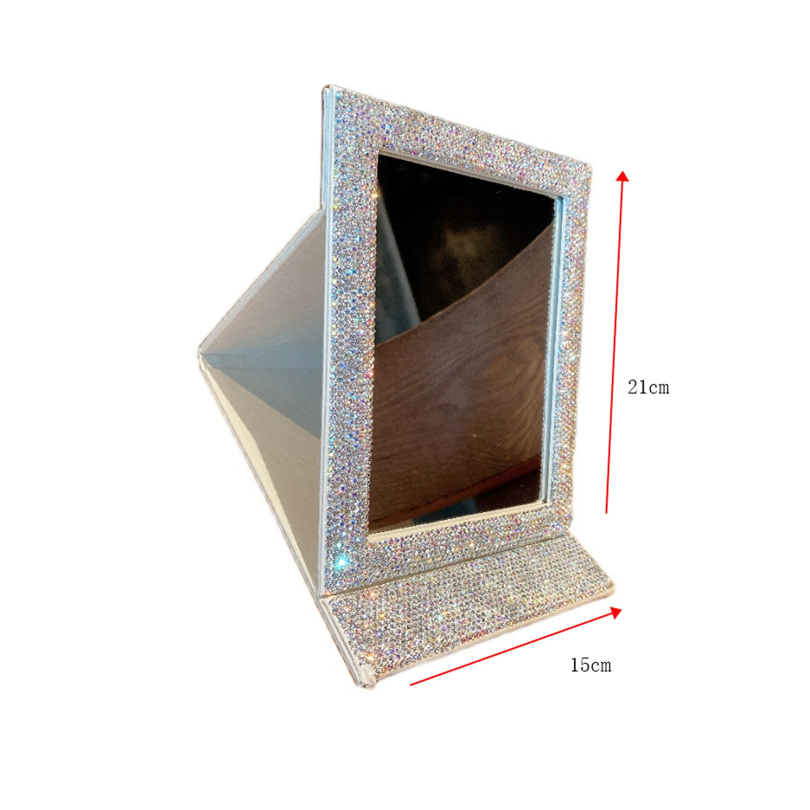 Compact Mirrors Diamond Hd Folding Makeup Mirror Ladies Makeup Desktop Mirror Fashion Glitter Rectangle Shape Women Cosmetic Mirror Wholesale 231120