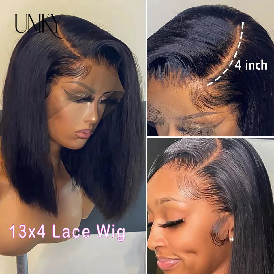 Synthetic Wigs 13x4 Lace Front Short Bob Wig Straight Natural Black Human Hair Wigs for Black Women Glueless Closure Bob Wig Brazilian Hair 231121