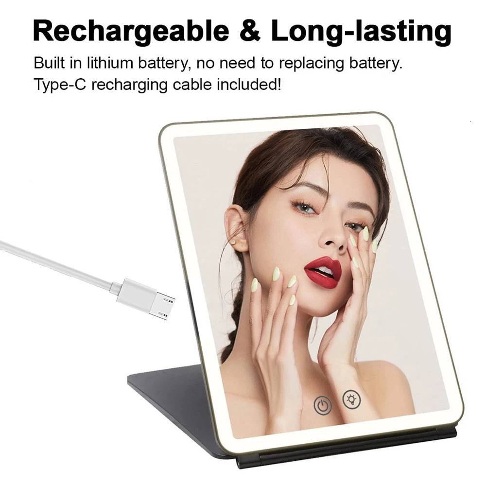 Compact Mirrors Makeup Mirror with 10X Magnifying 72 LED Lights Vanity Mirror 3 Color Lights Travel Mirror Compact Cosmetic Foldable Mirror 231120