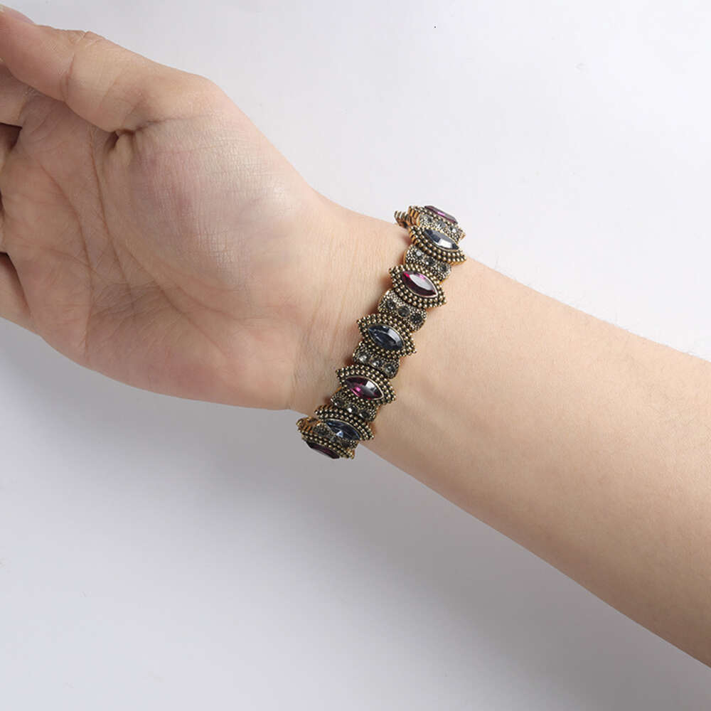 Diamond embedded hip-hop punk motorcycle accessories niche design personalized nightclub bracelet design heavy metal bracelet