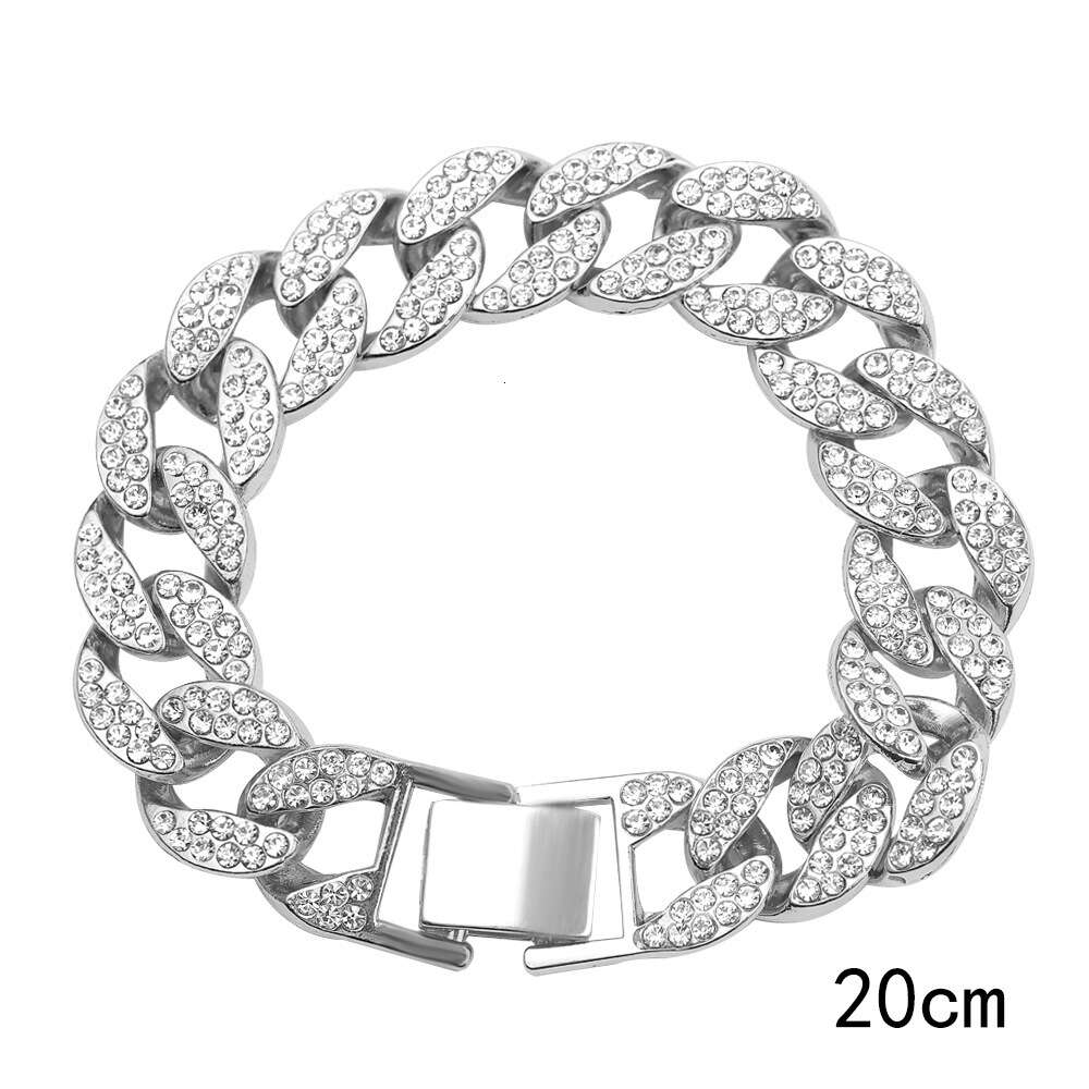 Cuban crystal bracelet trendy hip-hop full diamond jewelry 18K bracelet 18-25cm bracelet