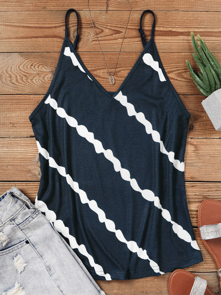 Camisoles Tanks Women's V Neck Striped Spaghetti Strap Camisole Casual Tank Tops Sleeveless Blouse Shirts Racerback Basic Cami Tee Shirts Summer 