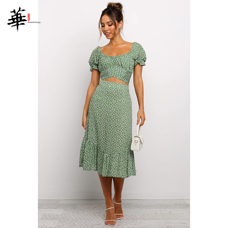 Two Piece Dress Women Two Piece Outfits Floral Crop Top Skirt Two Piece Set Women Summer Sexy 2 Piece Set Women Crop Tops Sets Skirt and Top Set 23042