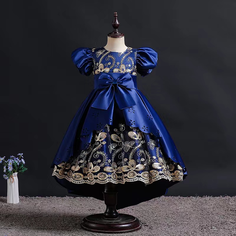 2023 Flower Girl Dresses Jewel Neck Ball Gown Lace Embroidered Beads big Bow Kids Girls Pageant Dress high low Birthday Gowns Party Dress For Wedding 