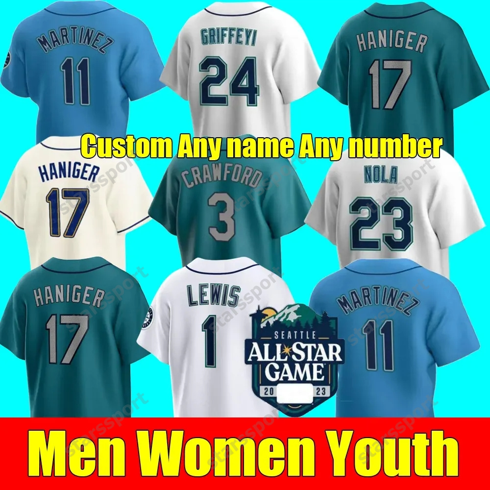 2023 Custom S-4XL 24 Ken Griffey Jr. Jerseys 34 Felix Hernandez 11 Edgar Martinez 17 Mitch Haniger 51 Suzuki Ichiro 44 Julio Rodriguez Seattle 2022 All Star Jersey, As shown in illustration
2023 Custom S-4XL 24 Ken Griffey Jr. Jerseys 34 Felix Hernandez 11 Edgar Martinez 17 Mitch Haniger 51 Suzuki Ichiro 44 Julio Rodriguez Seattle 2022 All Star Jersey, As shown in illustration