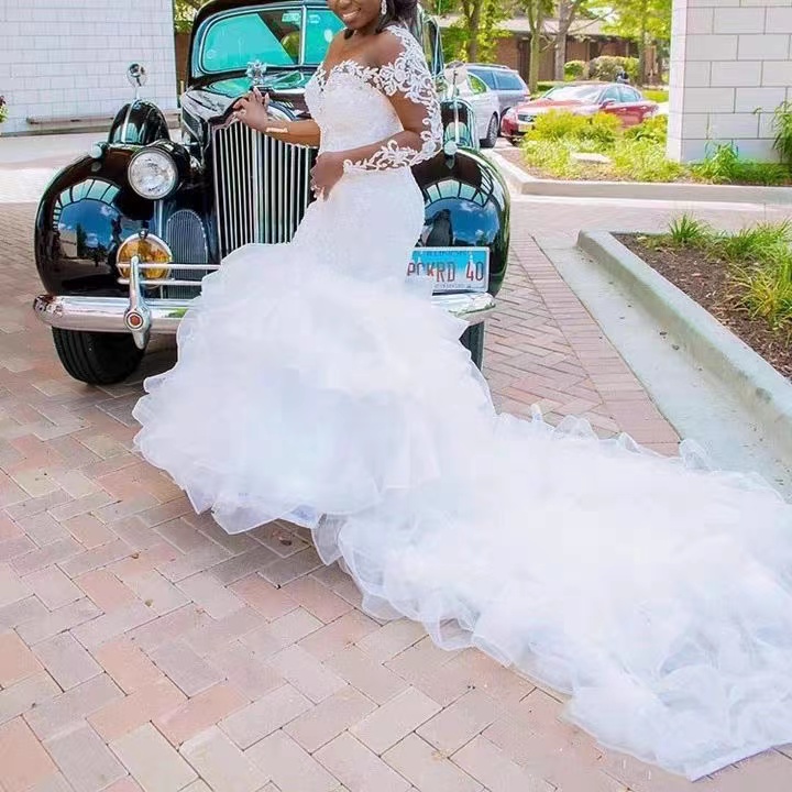 Mermaid Wedding Dresses Lace Up Organza Chapel Train Lace Applique Bridal Gowns Cheap Plus Size Long Sleeve Muslim Vestido De Noiva Romantic Appliques Ruffles Gowns, Ivory
Mermaid Wedding Dresses Lace Up Organza Chapel Train Lace Applique Bridal Gowns Cheap Plus Size Long Sleeve Muslim Vestido De Noiva Romantic Appliques Ruffles Gowns, Ivory