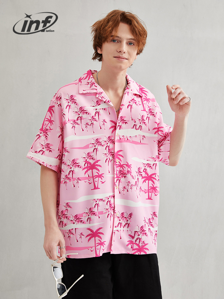 Men's Casual Shirts INFLATION Mens Hawaiian Summer Digital Printing Men Cuban Collar Oversize Shirt 230420