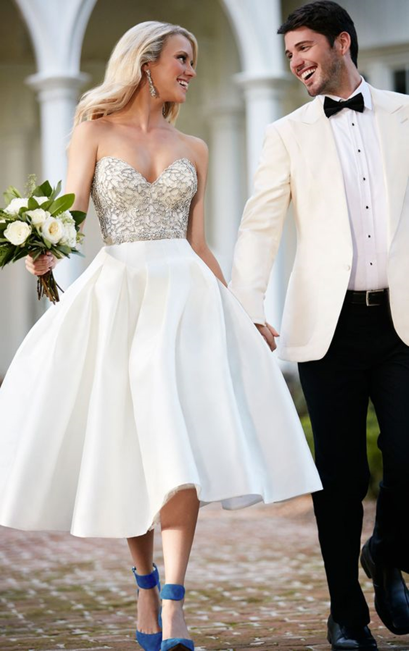 2024 Vintage Tea Length Wedding Dress A Line Sweetheart Neck Lace Appliques Garden Simple Satin Bridal Gowns Retro Women Dresses Vestido De Novia