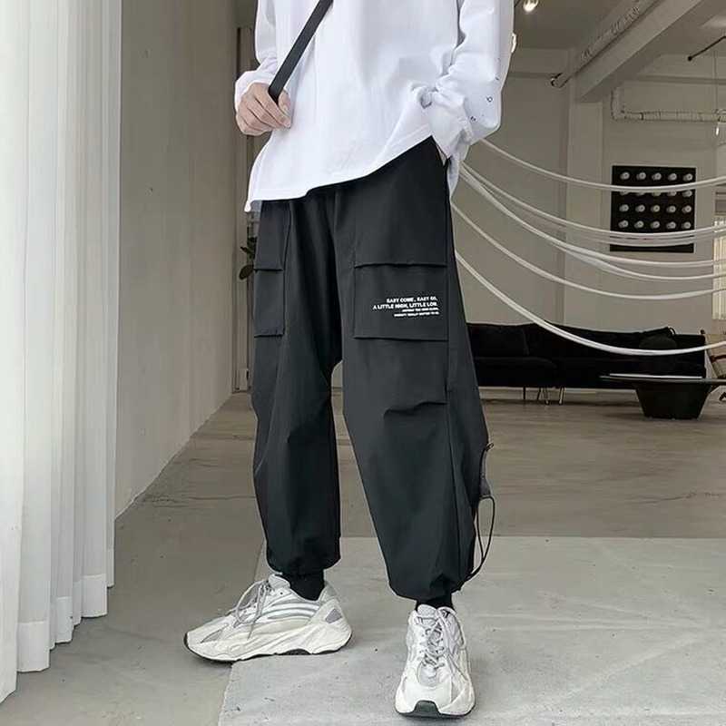 Men's Pants Men Summer Men's Cargo Trousers Thin Black Cargo Pants for Men Korean Style Gray Trousers for Men Japanese Streetwear J230420