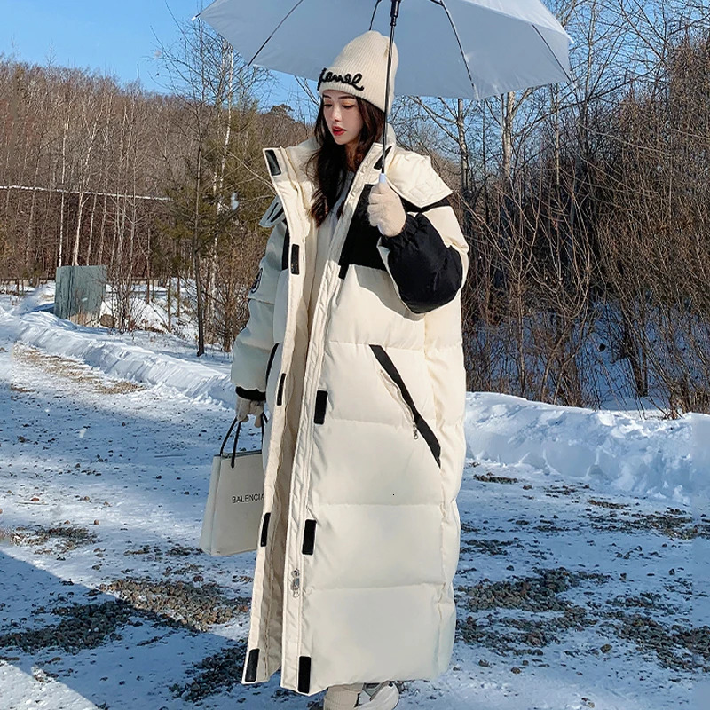 Women's Down Parkas Fashion Hooded Thicken Warm Padded Coat Winter Zip Up Patchwork Long Ladies Casual Pocket Cotton Jackets 231120