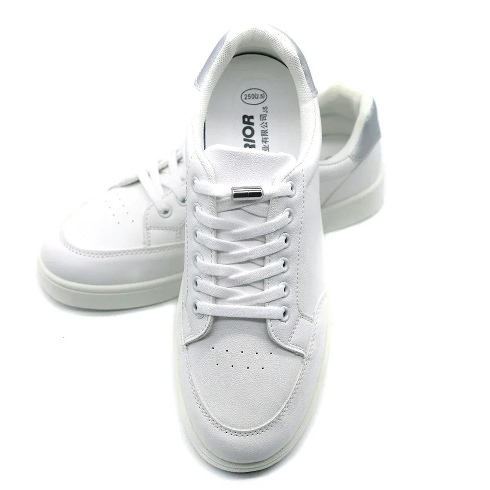 Shoe Parts Accessories Laceless shoelaces with metal locks Flat elastic suitable for adult and childrens sports shoes quick wear on lazy days 231121