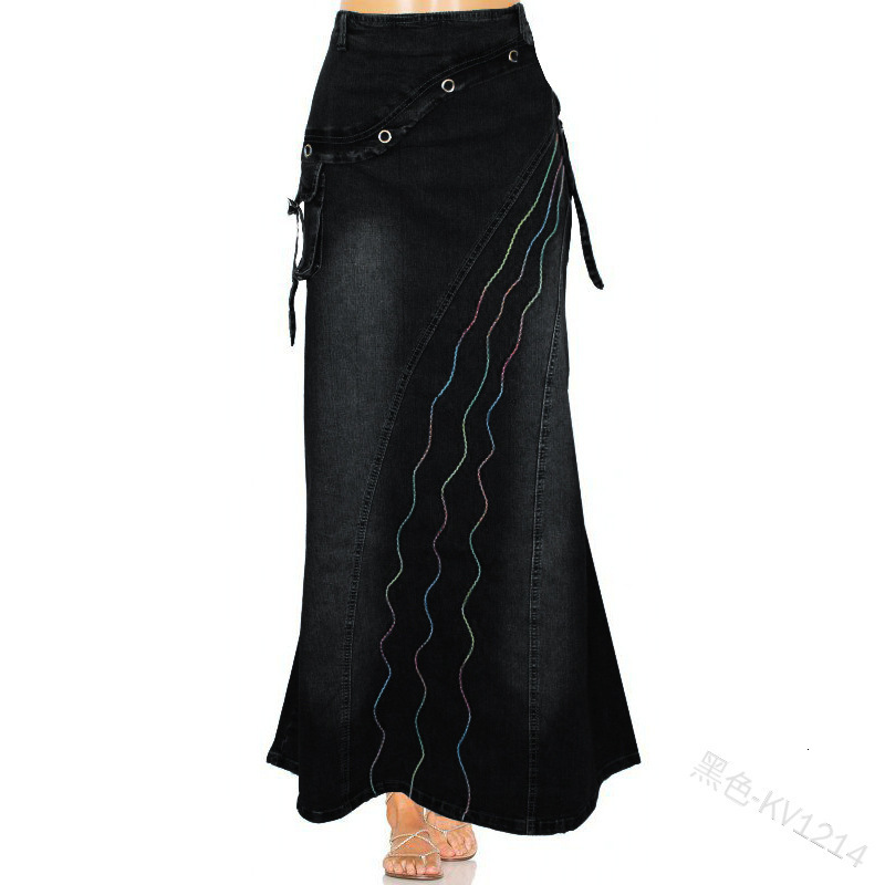 Skirts Retro Artistic Style Patchwork Fish Tail Denim Large Hem Slim Fit 230420
