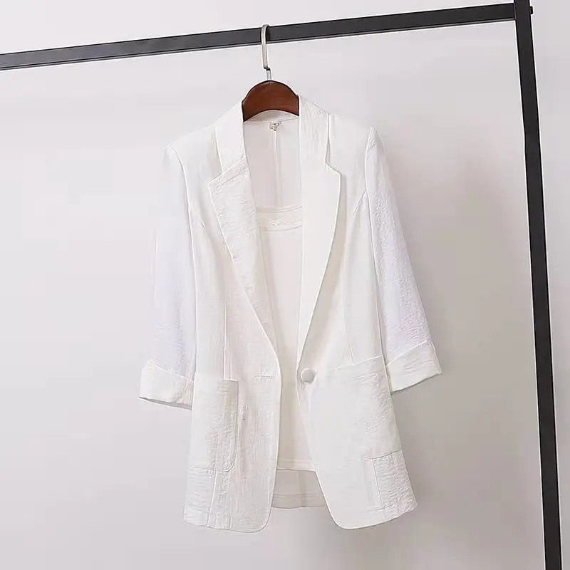 Women's Suits Blazers Fashion Women's Jacket Solid Color Yellow Black Cotton Fabric Loose Oversize Coat Spring Summer Jackets OL Women'