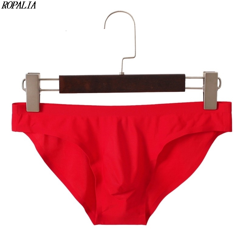 Underpants Mens Elastic Seamless Solid UltraThin Breathable Briefs Ice Silk Low Waist Soft Underwear 230420