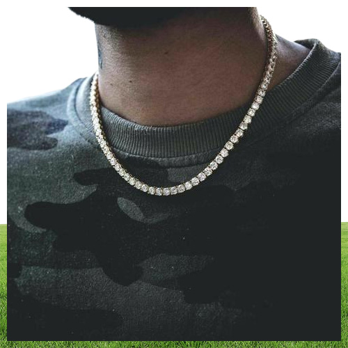 Classic hip hop mens necklace jewelry chains round cut tennis necklace long chain men jewelry rose gold chains