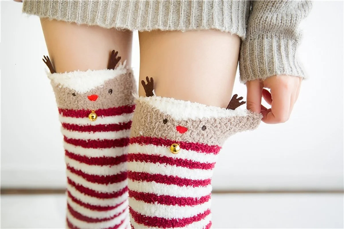 Socks Hosiery Japanese Mori Girl Animal Modeling Knee Striped Cute Compression Autumn Winter Warm Sock Kawaii Cozy Long Thigh High 231120