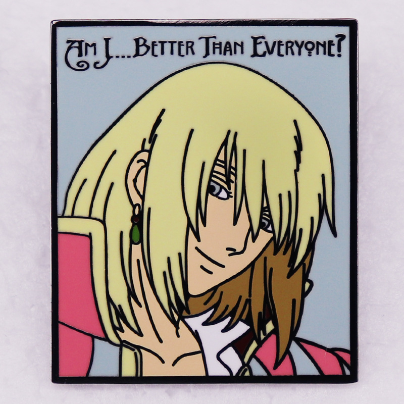 Howl's Moving Castle Am I better than everyone brooch Cute Anime Movies Games Hard Enamel Pins Collect Metal Cartoon Brooch Backpack Hat Bag Collar Lapel Badges, As picture
Howl's Moving Castle Am I better than everyone brooch Cute Anime Movies Games Hard Enamel Pins Collect Metal Cartoon Brooch Backpack Hat Bag Collar Lapel Badges, As picture