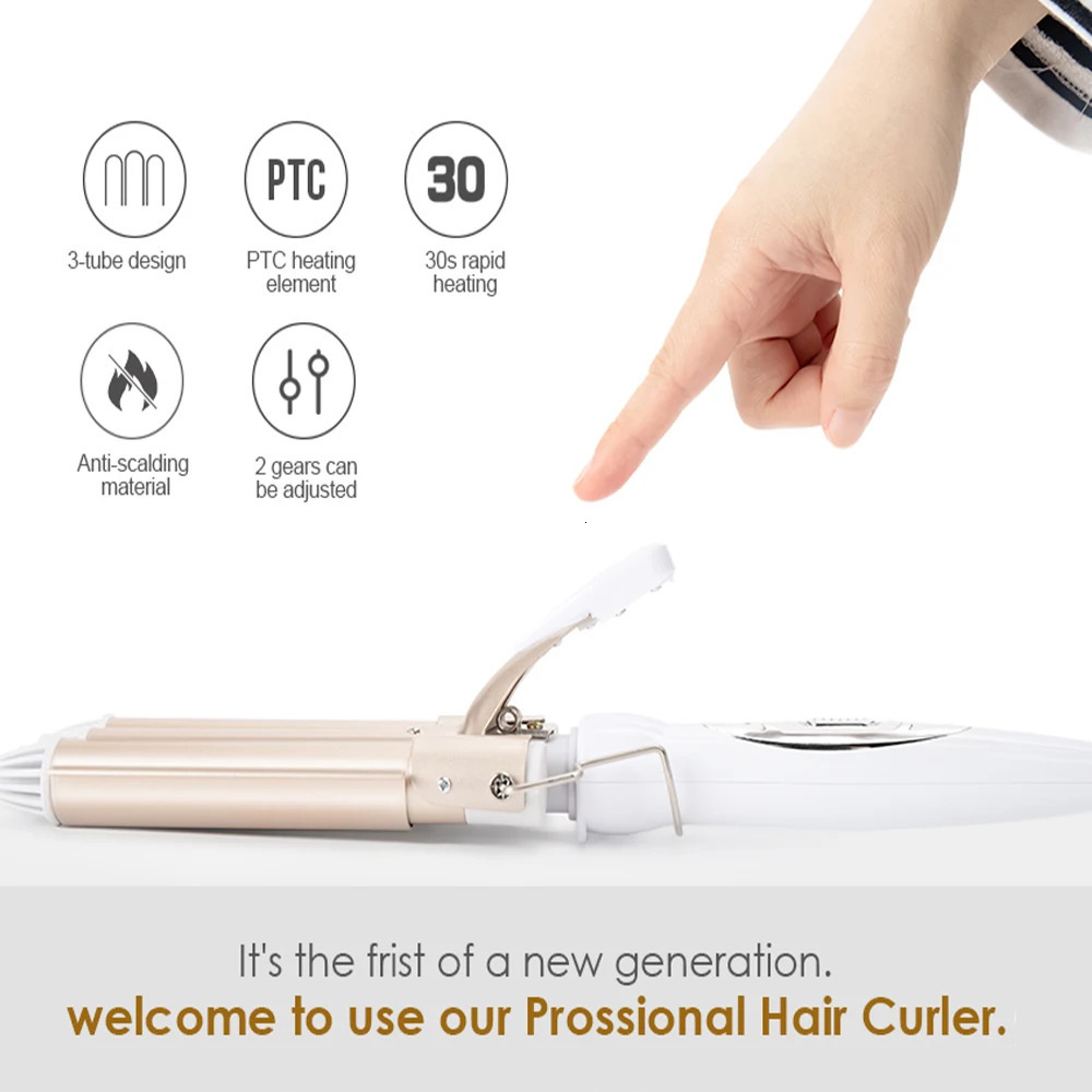 Curling Irons Professional Curling Iron Ceramic Triple Barrel Hair Styler Hair Lectric Curlers Electric Irons Curling Hair Waver Styling Tools 231120