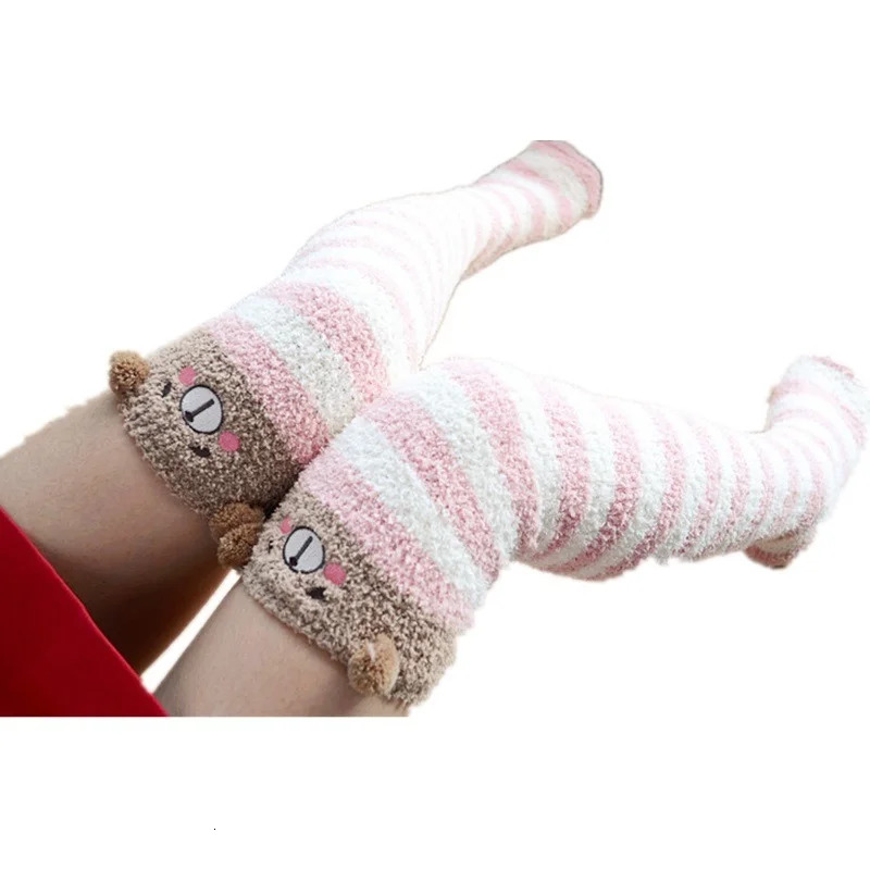 Socks Hosiery Japanese Mori Girl Animal Modeling Knee Striped Cute Compression Autumn Winter Warm Sock Kawaii Cozy Long Thigh High 231120