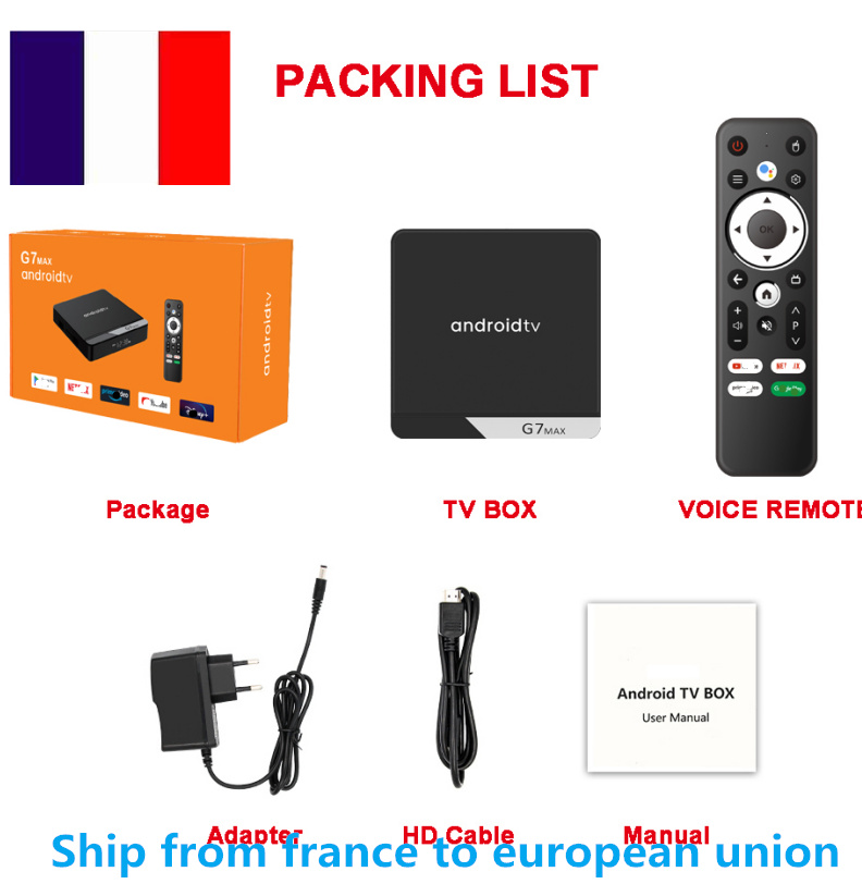 Ship From france G7 MAX ANDROID 11 OS TV BOX AMLOGIC S905Y4 quad core 4gb ram 32gb 64gb rom dual wifi BT VOICE REMOTE