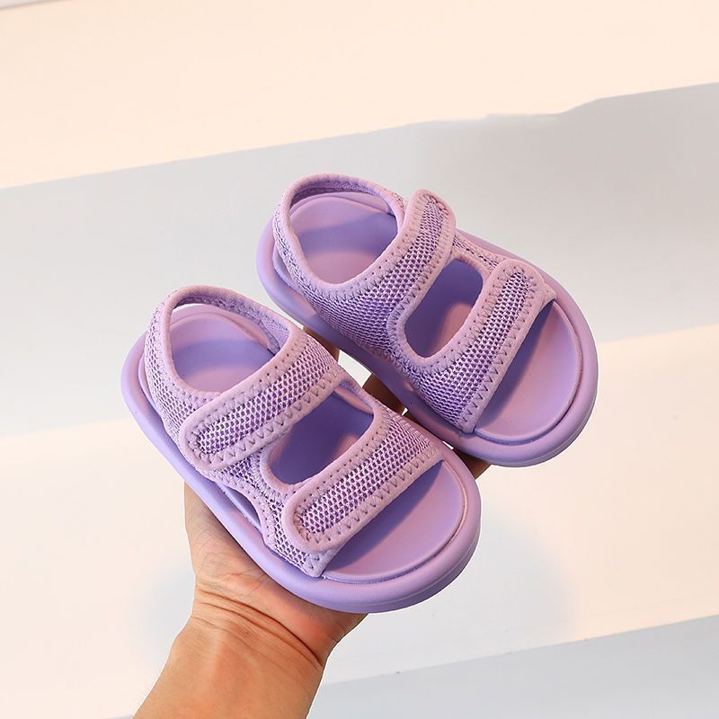 Sandals Summer Children Sandals Baby Cute Candy Color Barefoot Shoes Boys Adjustable Sports Sandals Girls Fashion Beach Sandals 230421