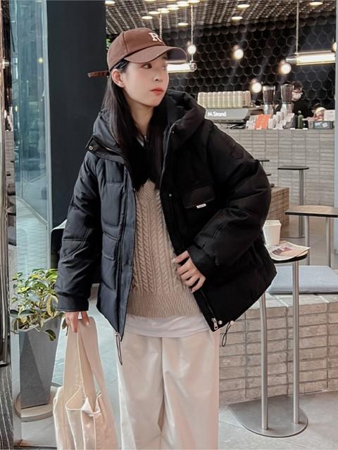 Leather Winter jacket women inner loose hooded female 2022 new bread Women's winter coats woman winter 976HAI