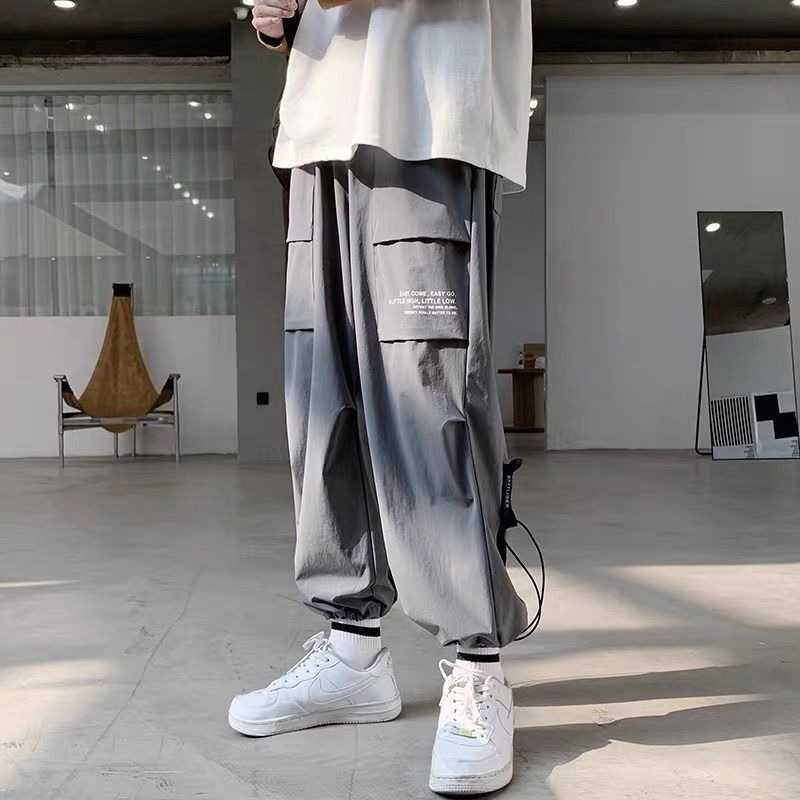 Men's Pants Men Summer Men's Cargo Trousers Thin Black Cargo Pants for Men Korean Style Gray Trousers for Men Japanese Streetwear J230420