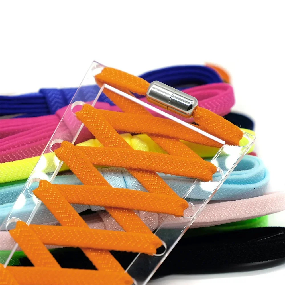 Shoe Parts Accessories Laceless shoelaces with metal locks Flat elastic suitable for adult and childrens sports shoes quick wear on lazy days 231121