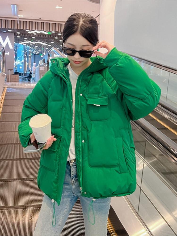 Leather Winter jacket women inner loose hooded female 2022 new bread Women's winter coats woman winter 976HAI