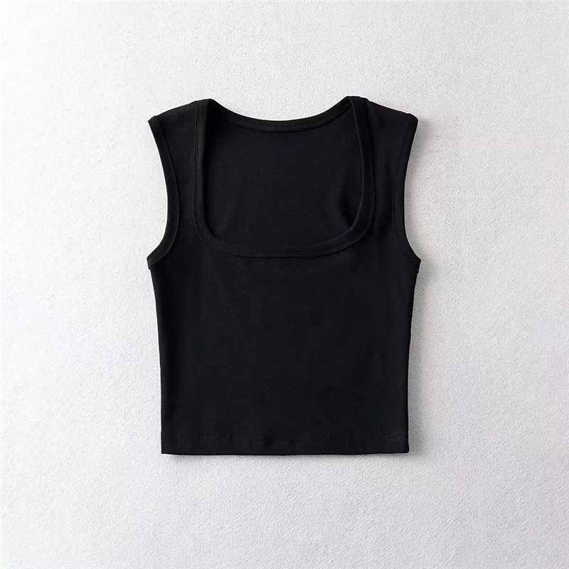 Womens TShirt LUNDUNSHIJIA Fashion Square Neck Sleeveless Summer Crop Tops Women Casual Basic T Shirt Off Shoulder Cami Sexy Tank Top 230420