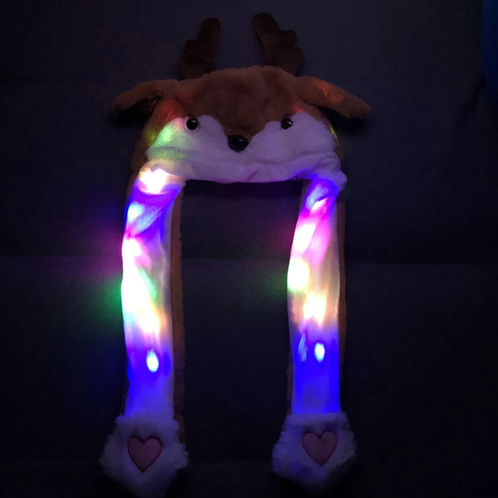 Caps Hats 1pc Year LED Plush Embroidery Christmas Hat Beanie Light Up Illuminate Warm Hat For Kids Adults Christmas Deer Decor 231121